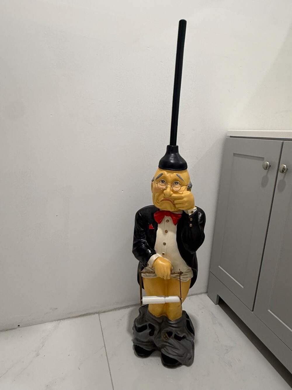 RARE Vintage Mr. Stinky Pants Down Old Man Butler Toilet Paper Holder unique